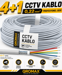 4+1 2×0.22 Folyolu Lüks Cctv Kamera Kablosu 100 Metre