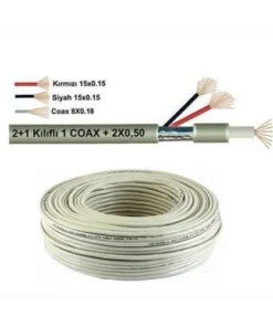 2+1 2×0.50 Folyolu Lüks Cctv Kamera Kablosu 100MT.