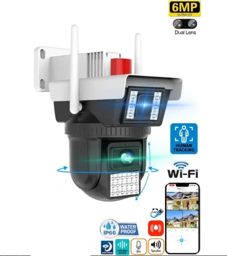 6MP Dual Lens 360° Görüş Hareketli Waterproof Gece Görüş Sesli Görüşme Akıllı Kamera